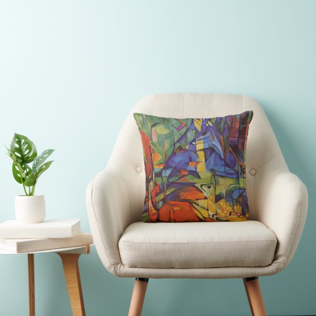 Almofada Cervos na Floresta II de Franz Marc, Arte Antiga (Cadeira)