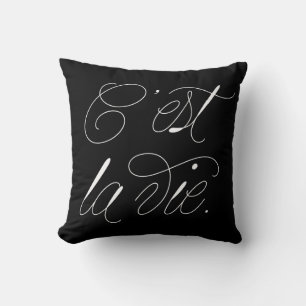 Almofada C'est La Vie Modern Script Statement Black Travess