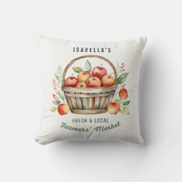 Almofada Cesta de Maçã em Aquarela Nome Personalizado Merca