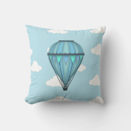 Almofada Céu Azul Balão de Ar Quente com Nuvens