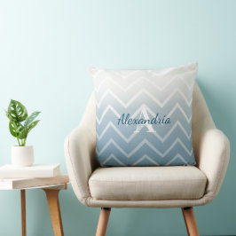 Almofada Céu Azul Chevron Branco