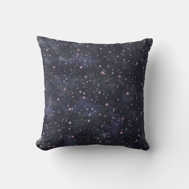 Almofada Céu Estrelado Azul e Rosa Celestial Caprichoso (Frente)