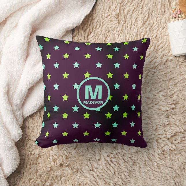 Almofada Céu Estrelado Violeta Roxo com Nome e Monograma (Cobertor)