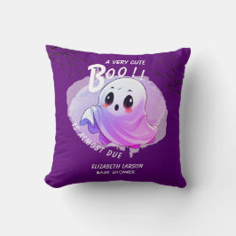 Almofada Chá de Bebê Boo Festa Tema Halloween Roxo Intenso