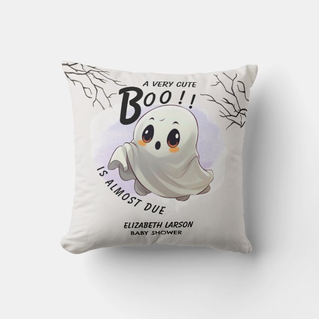 Almofada Chá de Bebê Boo Tema de Halloween Festa Fofa (Frente)