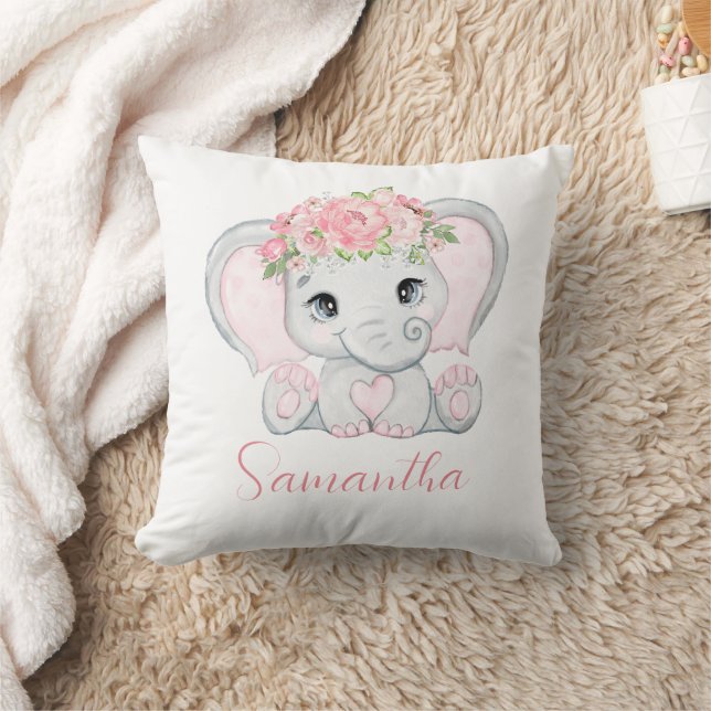 Almofada Chá de Bebê Personalizado Elefante Rosa Meninas Be (Cobertor)