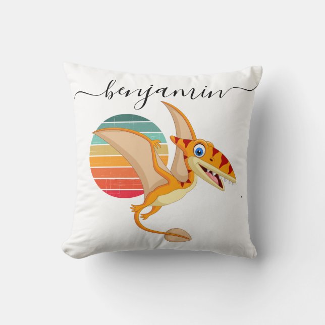 Almofada Chá de fraldas de dinossauro Personalizado Cute Th (Frente)