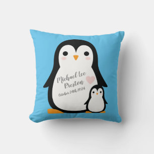Almofada Chá de fraldas de pinguim bonito, garoto azul