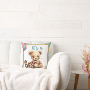 Almofada Chá de fraldas do Urso Azul Boho