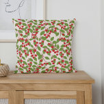 Almofada Chá de panela de Verão Boho Vintage Red Cherries<br><div class="desc">Travesseiro decorativo de Chá de panela natural Boho,  Cerejas Vermelhos,  Cuja Vintagem É Fácil,  De Verão</div>