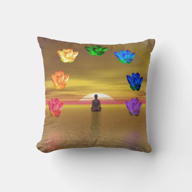 Almofada Chakras, vermelho, laranja, amarelo, verde, (Frente)