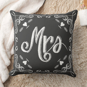 Almofada Chalkboard Mrs Brides Travesseiro Qualquer Cor