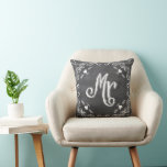Almofada Chalkboard Vintage Modern Travesseiro do Sr. Groom<br><div class="desc">Chalkboard Vintage Modern Sr. e Sra. Chalkboard Casding Convidam casamentos bonitos e intransigentes. Chalkboard Vintage Modern Sr. e Travesseiros de Casamento da Sra. Chalkboard.Você pode Personalizar este Belo Elegante Elements Coral, Azul, Cinzas e Travesseiro White Vintage Bird para dizer o que quiser ou usar a atual Sra. para a Noiva/Esposa...</div>