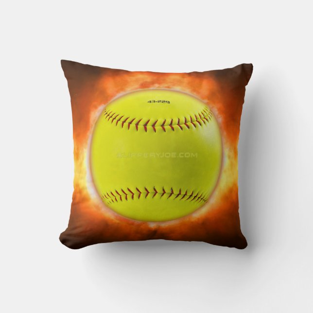 Almofada Chamas de bola de fogo de softball amarelo do Slip (Frente)