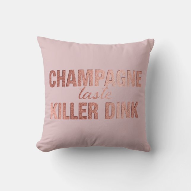 Almofada Champagne Taste Killer Dink | Rose Pink Pickleball (Frente)