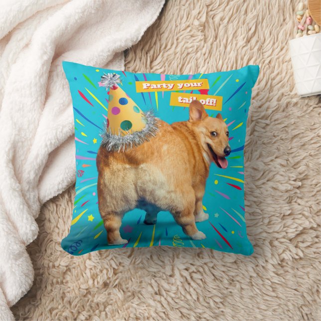 Almofada Chapéu de Aniversário Bumbum de Corgi (Cobertor)