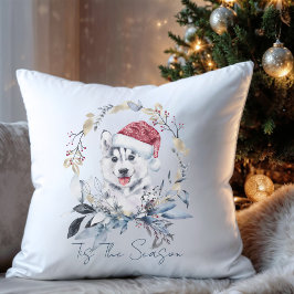Almofada Chapéu de Papai Noel Husky Aconchegante Natal É a 