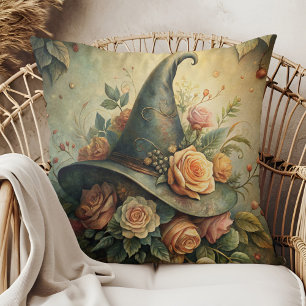 Almofada Chapéu Floral Witchy - Víbias De Algodão Gótico Su