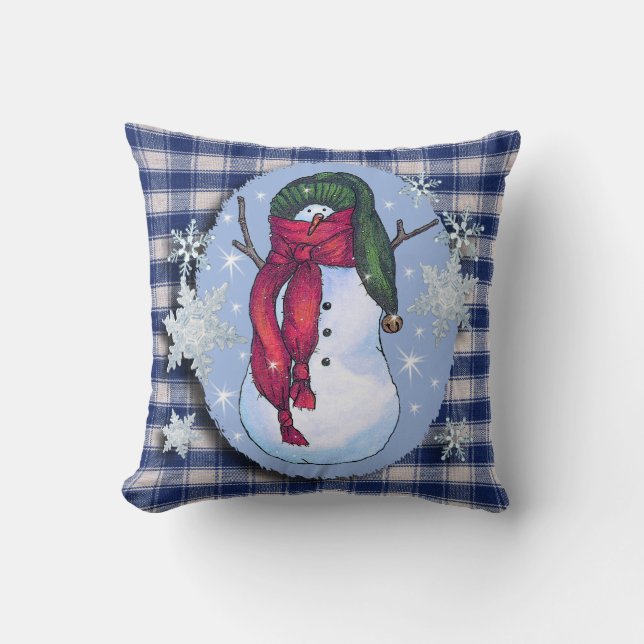 Almofada Chapéu verde do boneco de neve (Frente)