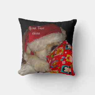 Almofada Chapéu vermelho do papai noel do cão bonito de