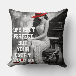 Almofada Chapéu Vermelho Personalizado Piano Glam Moda Cita