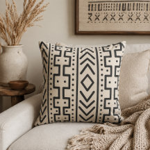 Charcoal Ivory Mudcloth Inspirado | Tribal Moderno