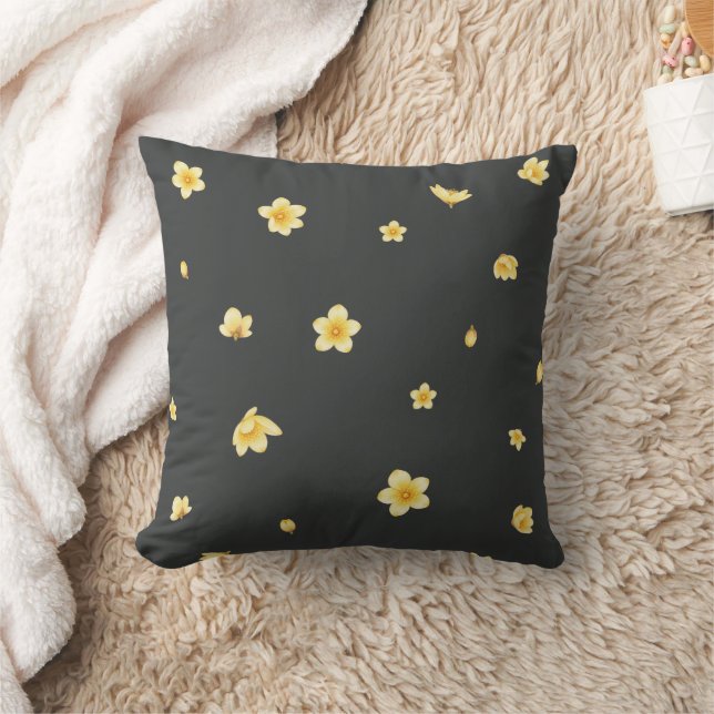 Almofada Charcoal Japanese Wintersweet Floral Pattern (Cobertor)
