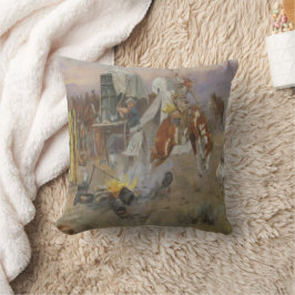 Almofada Charles M Russell - Bronc no Cow Camp Doormat