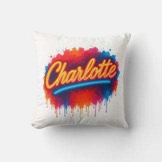 Almofada Charlotte Neon Script - Design de abertura de arte