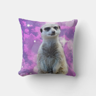 Almofada Charme Shimmering: Meerkat no fundo do livro rosa
