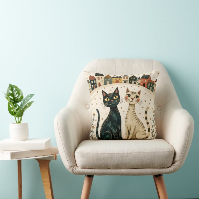 Almofada Charming Cats Throw Pillow (Cadeira)