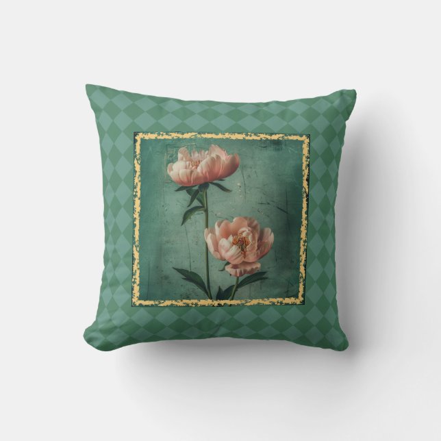Almofada Charming Cottage Style Peony Impressão (Frente)