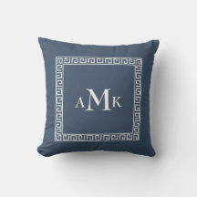 Chave grega azul | Travesseiro decorativo monogram