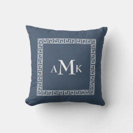 Almofada Chave grega azul | Travesseiro decorativo monogram