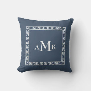 Almofada Chave grega azul Travesseiro decorativo monogram