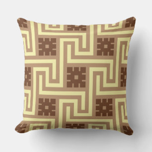 Almofada Chave Grega Deco, Tan, Marrom e Amarelo