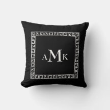Chave Grega Negra | Travesseiro decorativo monogra