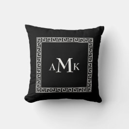 Almofada Chave Grega Negra | Travesseiro decorativo monogra