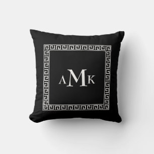 Almofada Chave Grega Negra   Travesseiro decorativo monogra