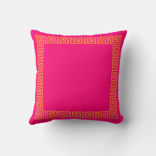 Almofada Chave grega rosa-quente e laranja