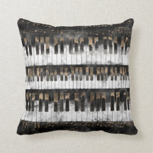 Chaves e notas do piano - aguarela e ouro