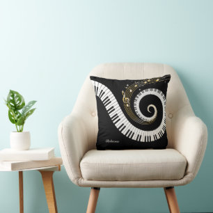 Almofada Chaves personalizadas do piano e notas Dourados da