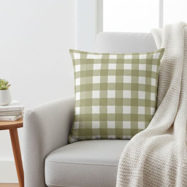 Almofada Checked cushion Green farmhouse-style cushion Grid (Criador carregado)