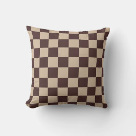 Almofada Checkerboard de café castanho