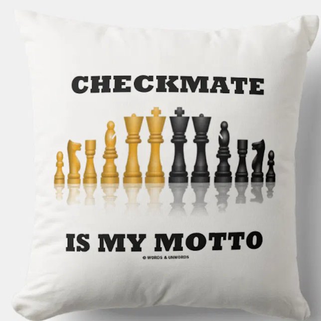 Almofada Checkmate é o meu conjunto de xadrez reflexivo (Chess players & Grandmasters will enjoy this reflective chess set chess saying throw pillow)