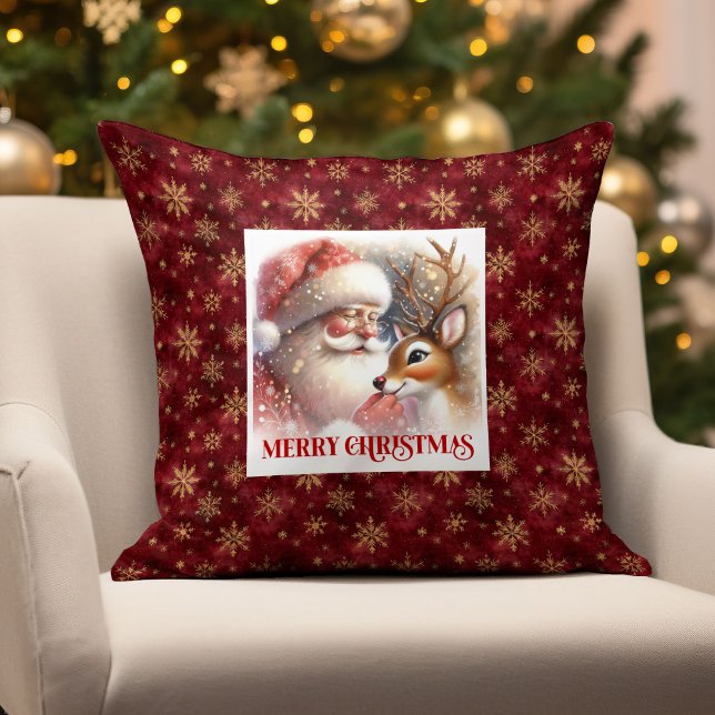 Almofada Cheerful Santa Rudolph Xmas Pillow Holiday Smiles  (Cheerful Santa Rudolph Xmas Pillow Holiday Smiles )