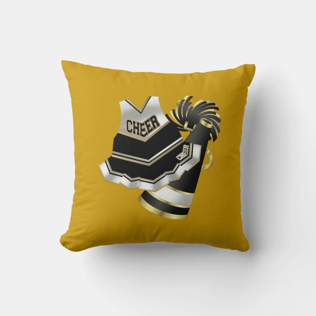 Almofada Cheerleader preto e branco Dourado (Frente)