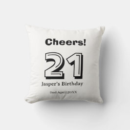 Almofada Cheers 21 birthday bold letter name boy man gifts 
