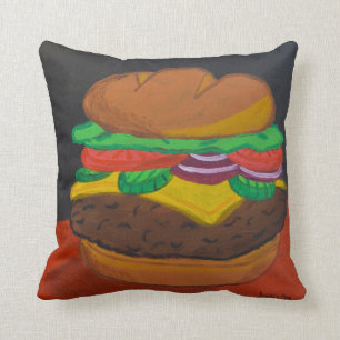 Almofada Cheeseburger 16 x travesseiro 16 quadrado