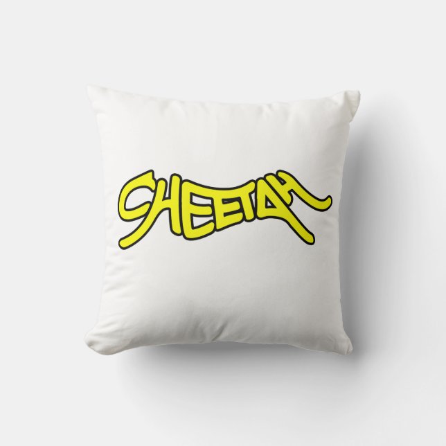 Almofada Cheetah Graffiti Style Typography Bold Yellow (Frente)
